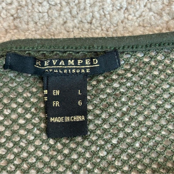 Revamped Olive Forest Green Sheer Mesh Women Sweatshirt Top L Long Sleeve - Picture 9 of 11